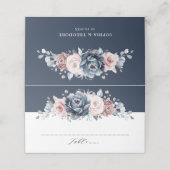 Carte De Placement Dusty Blue Mauve Rose rose ardoise Mariage floral  (Extérieur déplié)