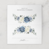 Carte De Placement Dusty Blue Navy Champagne Ivory Floral Mariage (Extérieur déplié)