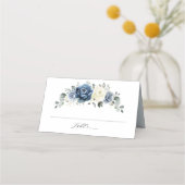 Carte De Placement Dusty Blue Navy Champagne Ivory Floral Mariage (Devant)