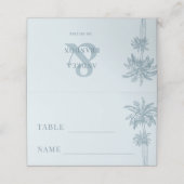Carte De Placement Dusty Blue Palm Tree Boho Beach Table de mariage (Extérieur déplié)