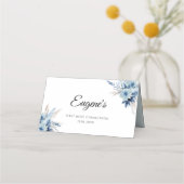 Carte De Placement Dusty blue pampas floral first holy communion (Dos)