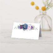 Carte De Placement Dusty Blue Purple Navy Lilac Blooms Mariage (Dos)
