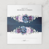 Carte De Placement Dusty Blue Purple Navy Lilac Blooms Mariage Place (Extérieur déplié)