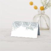 Carte De Placement Dusty Blue Rose Floral Elegant Mariage d'aquarelle (Dos)