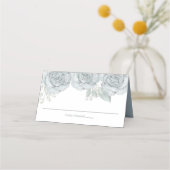 Carte De Placement Dusty Blue Rose Floral Elegant Mariage d'aquarelle (Devant)