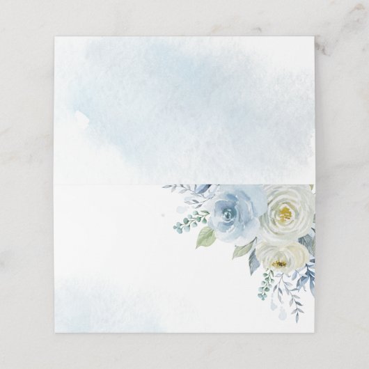 Carte De Placement Dusty Blue Rose Floral Mariage (Extérieur déplié)