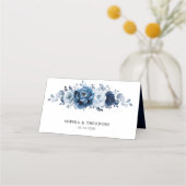Carte De Placement Dusty Blue Slate Navy Floral Botanal Mariage (Dos)