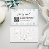 Carte De Placement Dusty Blue Striped QR Code Classy Wedding Details