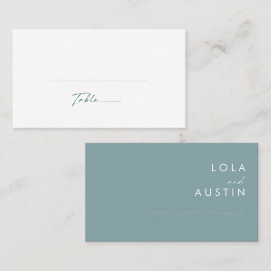 Carte De Placement Dusty Boho | Mariage plat bleu et vert (Devant / Derrière)