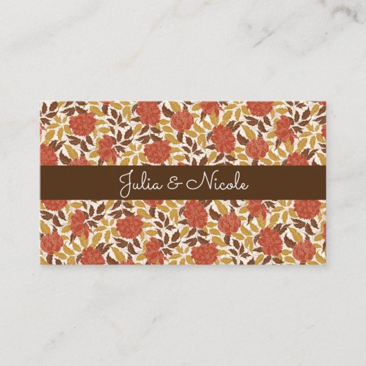 Carte De Placement Dusty Brunt Orange Peony Flowers Mariage de automn (Devant)