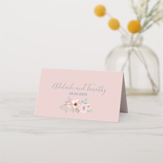 Carte De Placement Dusty Rose Florals Mariage (Dos)