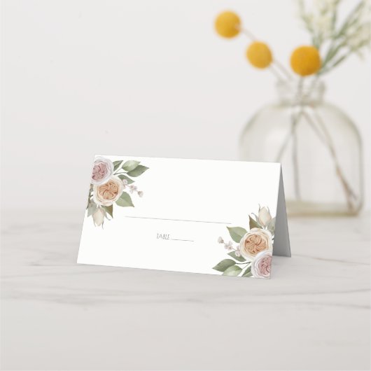 Carte De Placement Dusty rose Pêche Rose Botanique Floral Mariage (Devant)