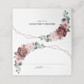 Carte De Placement Dusty rose Rose floral Mariage géométrique (Extérieur déplié)