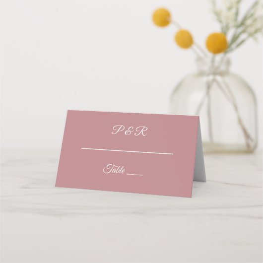 Carte De Placement Dusty Rose Simple Stylisé Mariage de script (Devant)