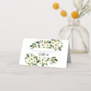 Carte De Placement Écriture manuscrite florale en floraison blanche N