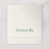 Carte De Placement Écriture manuscrite Retro Green Blue Mariage Table (Extérieur déplié)
