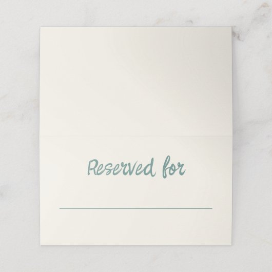 Carte De Placement Écriture manuscrite Retro Green Blue Mariage Table (Extérieur déplié)