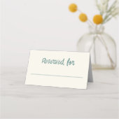 Carte De Placement Écriture manuscrite Retro Green Blue Mariage Table (Devant)