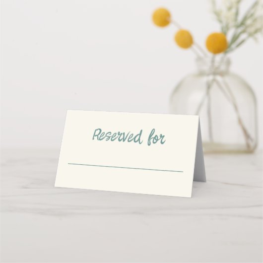 Carte De Placement Écriture manuscrite Retro Green Blue Mariage Table (Devant)