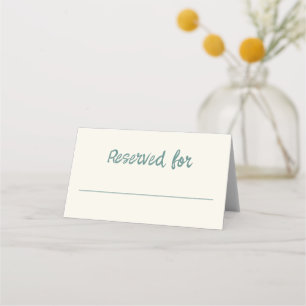 Carte De Placement Écriture manuscrite Retro Green Blue Mariage Table
