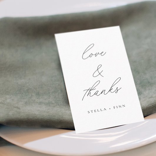 Carte De Placement Écriture Moderne Love & Thanks Mariage