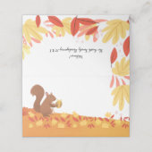 Carte De Placement Écureuil d'automne avec des feuilles de noix et d' (Extérieur déplié)