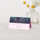 Carte De Placement Electric Love Neon rose Tropical Mariage rétro (Devant)