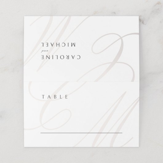 Carte De Placement Élégance classique Calligraphie Monogramme Mariage (Extérieur déplié)