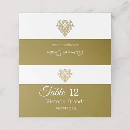 Carte De Placement Élégance dorée (Extérieur déplié)