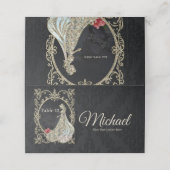 Carte De Placement Élégance en or et noir. (Extérieur déplié)