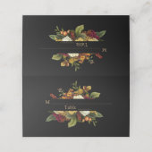 Carte De Placement Elégance Rustique Bouquet Floral Mariage Noir (Extérieur déplié)