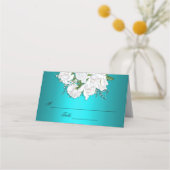 Carte De Placement Elégance Turquoise et Mariage Roses Blanches (Devant)