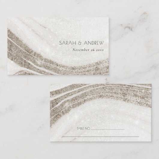 Carte De Placement Élégant Abstrait en marbre doré clair Mariage d'âg (Devant / Derrière)