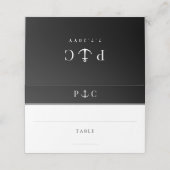 Carte De Placement Élégant Ancre nautique Monogramme noir blanc (Extérieur déplié)
