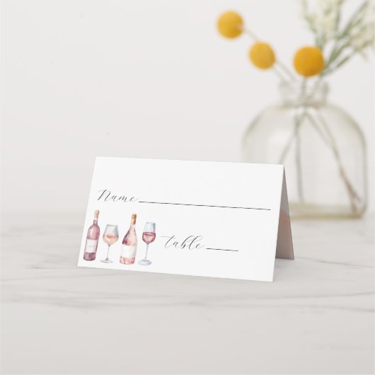Carte De Placement Elégant Aquarelle Bouteilles de vin Vino (Devant)
