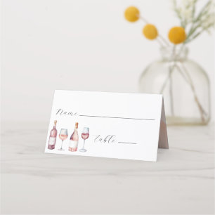 Carte De Placement Elégant Aquarelle Bouteilles de vin Vino
