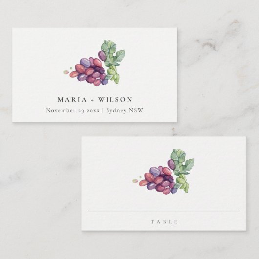 Carte De Placement Elégant aquarelle Grappe Foliage Rustique Mariage (Devant / Derrière)
