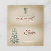 Carte De Placement Élégant arbre de Noël Lit Numéro de table Mariage (Extérieur déplié)