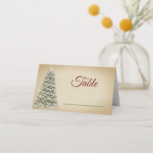 Carte De Placement Élégant arbre de Noël Lit Numéro de table Mariage (Devant)