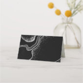 Carte De Placement élégant argent et fleurs noires (Dos)