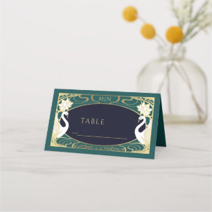 Carte De Placement Elégant Art Nouveau Swans Mariage