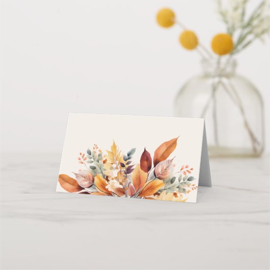 Carte De Placement Élégant automne Feuilles Mariage automne (Dos)