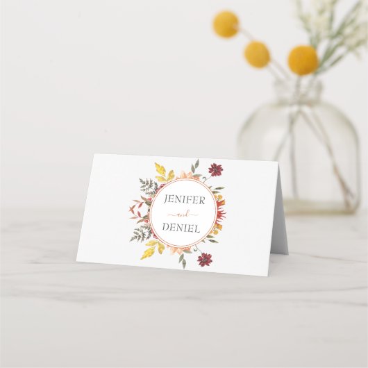 Carte De Placement Élégant automne Feuilles Mariage automne (Dos)