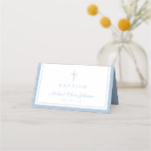 Carte De Placement Elegant Baby Blue Religious Boy Baptism (Dos)