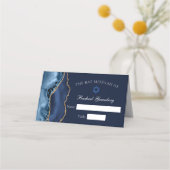 Carte De Placement Élégant Bat mitzvah Marine Blue Gold Agate (Devant)