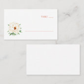 Carte De Placement Elegant Black and White Botanical Peony (Devant / Derrière)