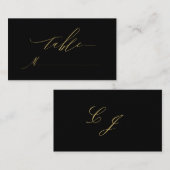 Carte De Placement Élégant Black Gold Moderne Script Monogramme Maria (Devant / Derrière)