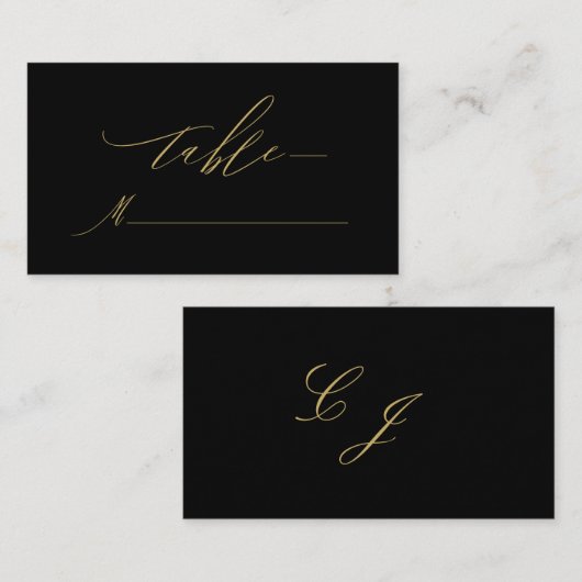 Carte De Placement Élégant Black Gold Moderne Script Monogramme Maria (Devant / Derrière)