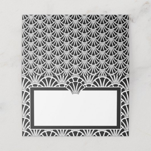 Carte De Placement Élégant Black White Art Déco Mariage Event (Extérieur déplié)