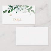 Carte De Placement Elégant blanc Aquarelle Floral Mariage (Devant / Derrière)